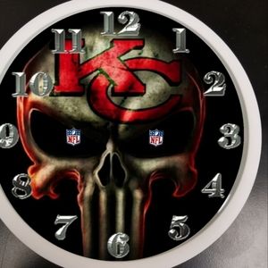 KC chiefs with logo eyes led lights wall clock
